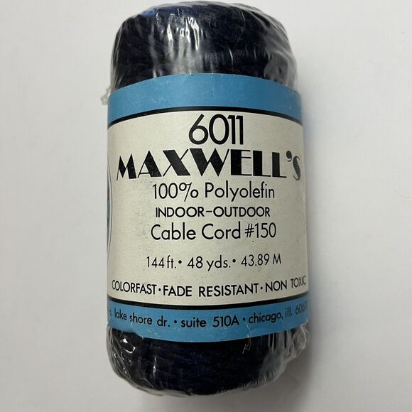 Maxwells Polyolefin Cable Cord 48 Yds Craft Crochet Knotting Knit Navy Blue - Picture 1 of 7